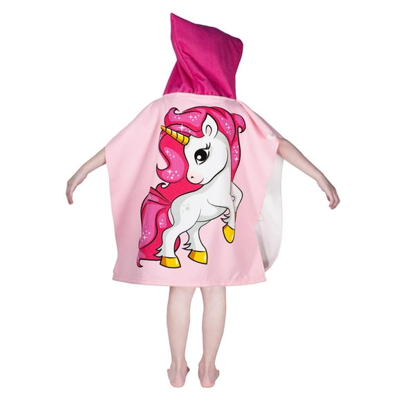 Toalla de playa con capucha para niños Growell Unicorn Pink 61 x 58 cm