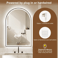 thumbnail image 3 of Funtouch Arched LED Bathroom Mirror 20"x30" with Front and Backlight, LED Bathroom Mirror with Lights，Anti-Fog，3 Colors, Memory,Shatterproof,UL Listed, 3 of 8