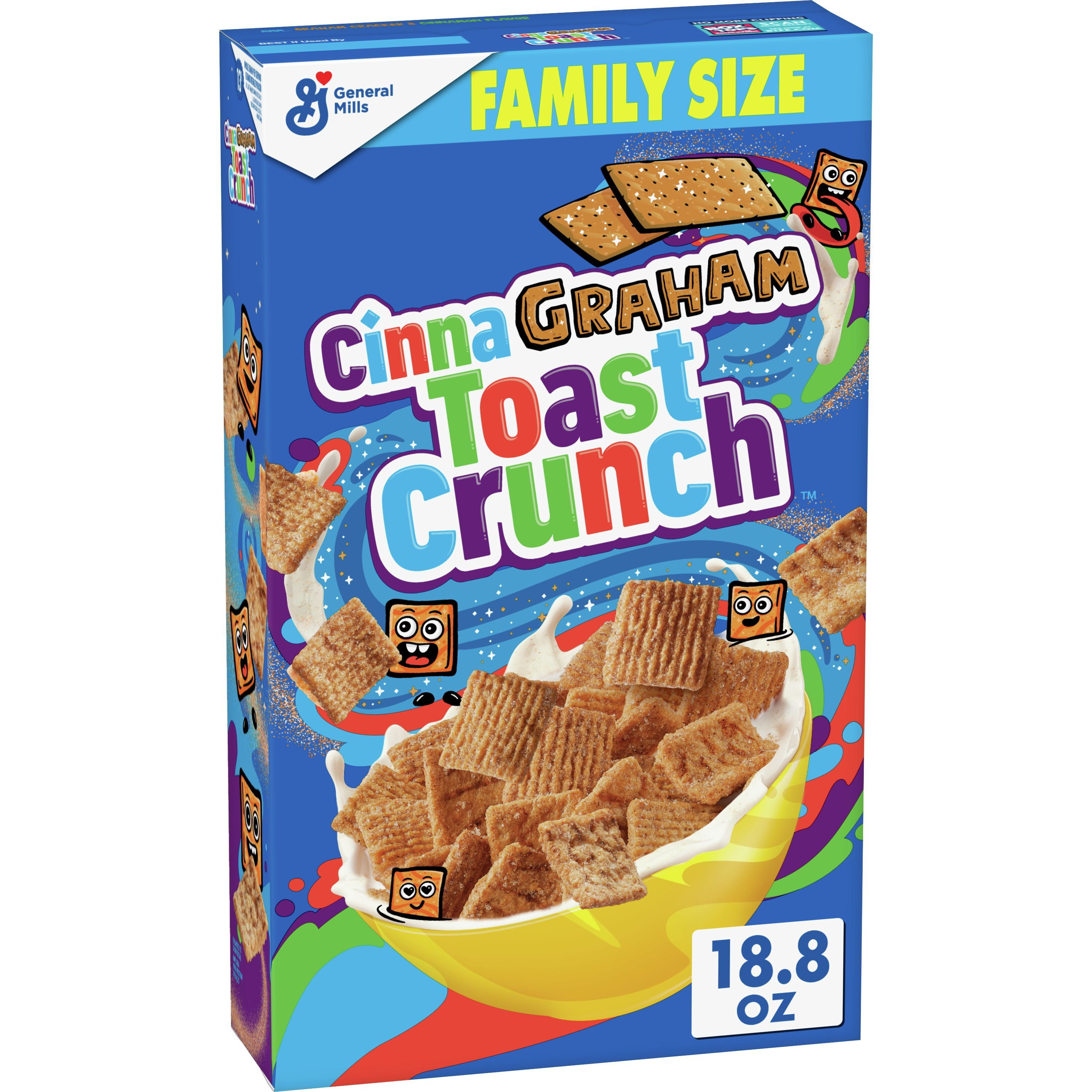 Cinnagraham Toast Crunch Breakfast Cereal, Whole Grain, Family Size, 18.8oz