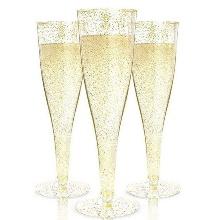 Rose Gold Plastic Champagne Flutes Disposable - Rose Gold Glitter with a  Rose Gold Rim - [1 Box of 36 ] 6.5 Oz - Elegant Stylish Mimosa Glasses  Perfect for Weddings Bachelorette Party, Catered Events 