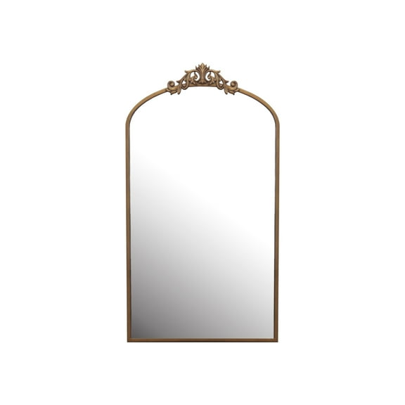 Wall Mirror 43x24 Inch Vintage Ornate Arched Floor Mirror Metal Framed Mirror Dressing Mirror, for Entryway, Living Room, Bedroom,  Antique Bronze