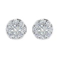 thumbnail image 3 of 1 Carat Diamond Halo Stud Earrings in 10K White Gold, 3 of 5