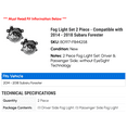 thumbnail image 2 of Fog Light Set 2 Piece - Compatible with 2014 - 2018 Subaru Forester 2015 2016 2017, 2 of 2