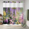 thumbnail image 6 of No Hook Shower Curtain, Spring Flower Shower Curtains for Bathroom with See Through Top Window, Garden Blossom Fantasy Floral Pastoral Oil Painting Waterproof & Washable Bath Curtain Long 72"x78", 6 of 9
