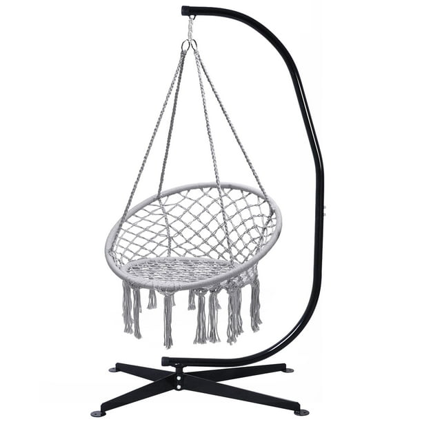 Gymax Hammock Chair Hanging Cotton Rope Macrame Swing