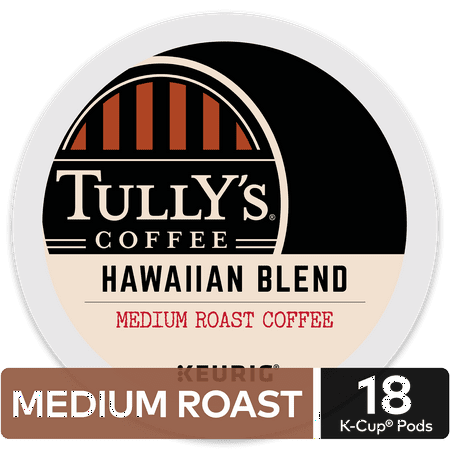 Tully's Coffee Hawaiian Blend, Keurig K-Cup Pod, Medium Roast, 18 Count for Keurig Brewers