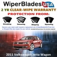 thumbnail image 2 of 2011 Volkswagen Jetta Beam Wiper Blades Wipers w/2yr Warranty (Set of 3) w/Rear Wiper (WiperBladesUSA), 2 of 5