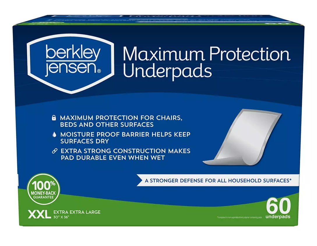 Berkley Jensen Maximum Protection XXL Underpads, 30x36, 60 ct. - Walmart.com