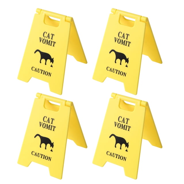 Cat Vomit Warning Sign, 3D Printed Cat Vomit Sign for Working Area
