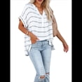 thumbnail image 2 of Blusas Formales Informales para Mujer, Camisas de Trabajo, Camisas con Botones, Camisetas de Corta con Cuello en V Raya L, 2 of 9