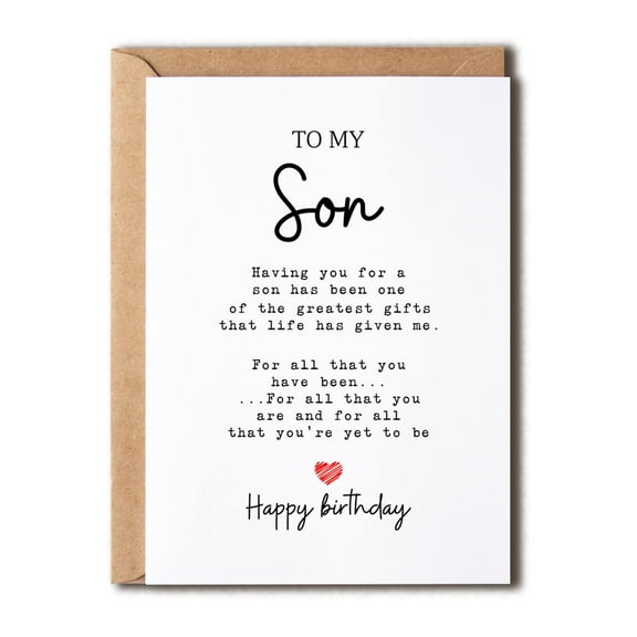 Birthday Card for Son – Heartfelt Message – Elegant Design with Envelope – Perfect Gift for Son’s Birthday Celebration