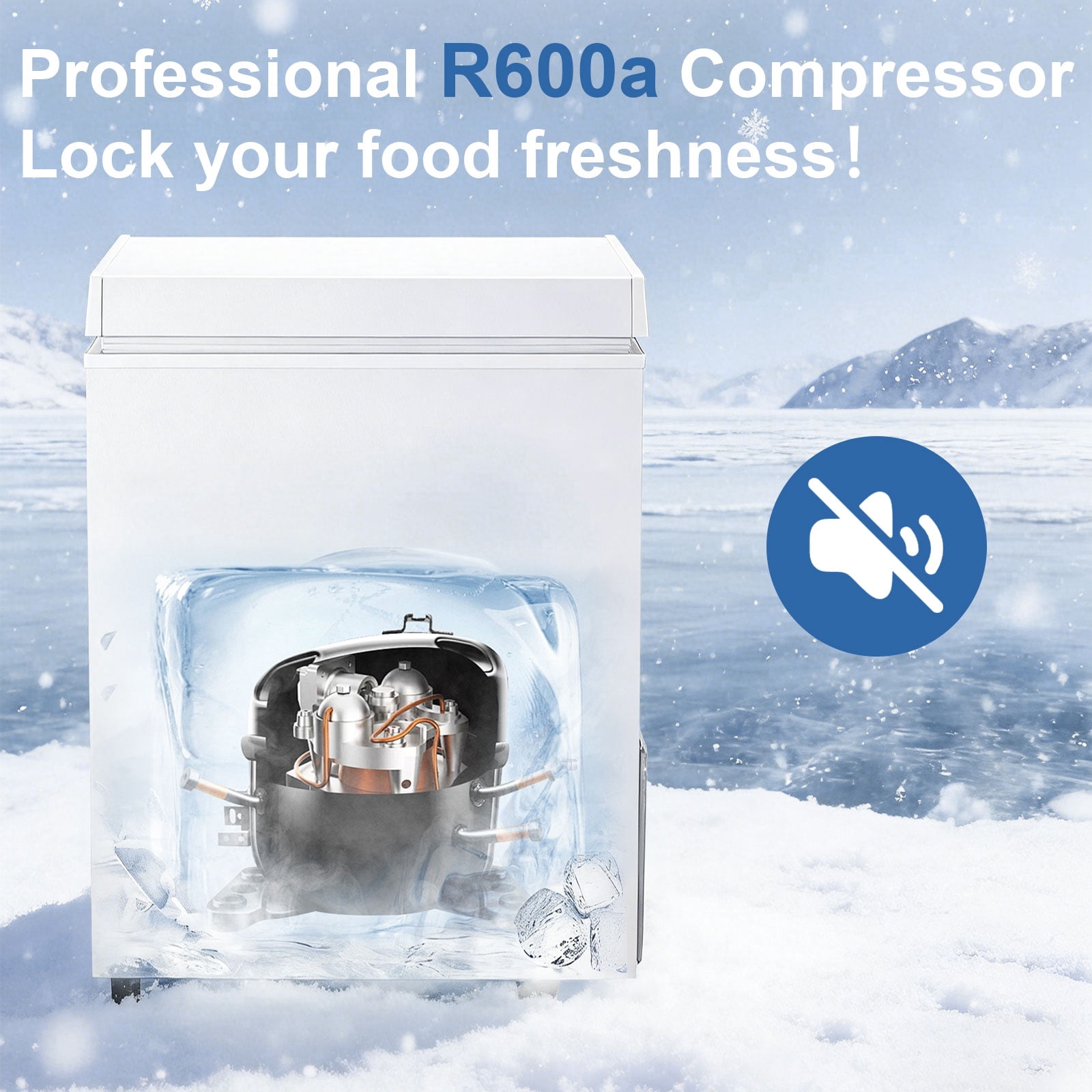 DIMEDEAL 3.2 Cu.Ft Chest Freezer, Compact Mini Deep Freezer with 7 Temp Settings & Removable Basket, Top Door Free-Standing Freezer for Home, Dorm, Garage, Office, Apartment & Basement