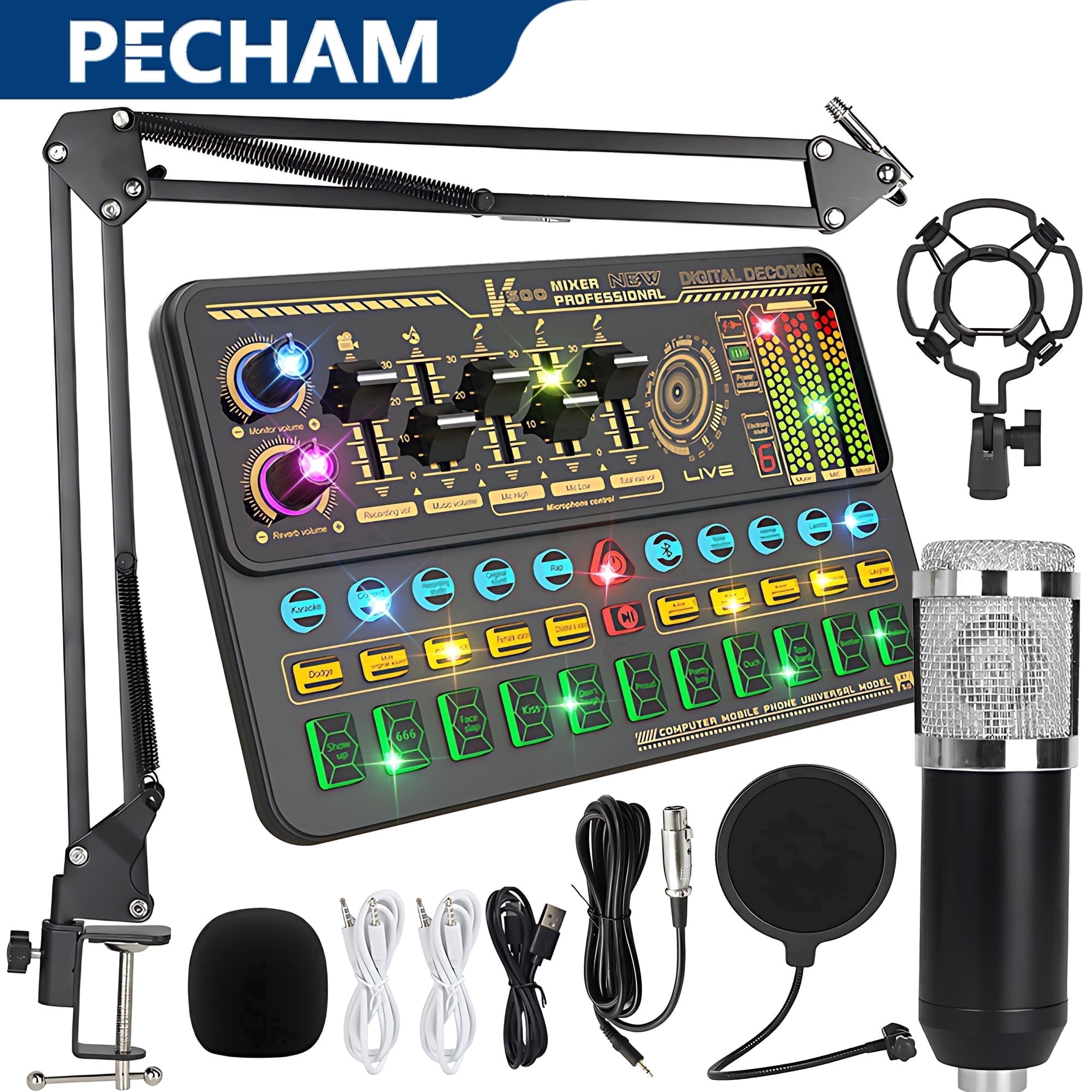 48V Condenser Microphone Set,Podcast Studio Equipment,M300 Sound