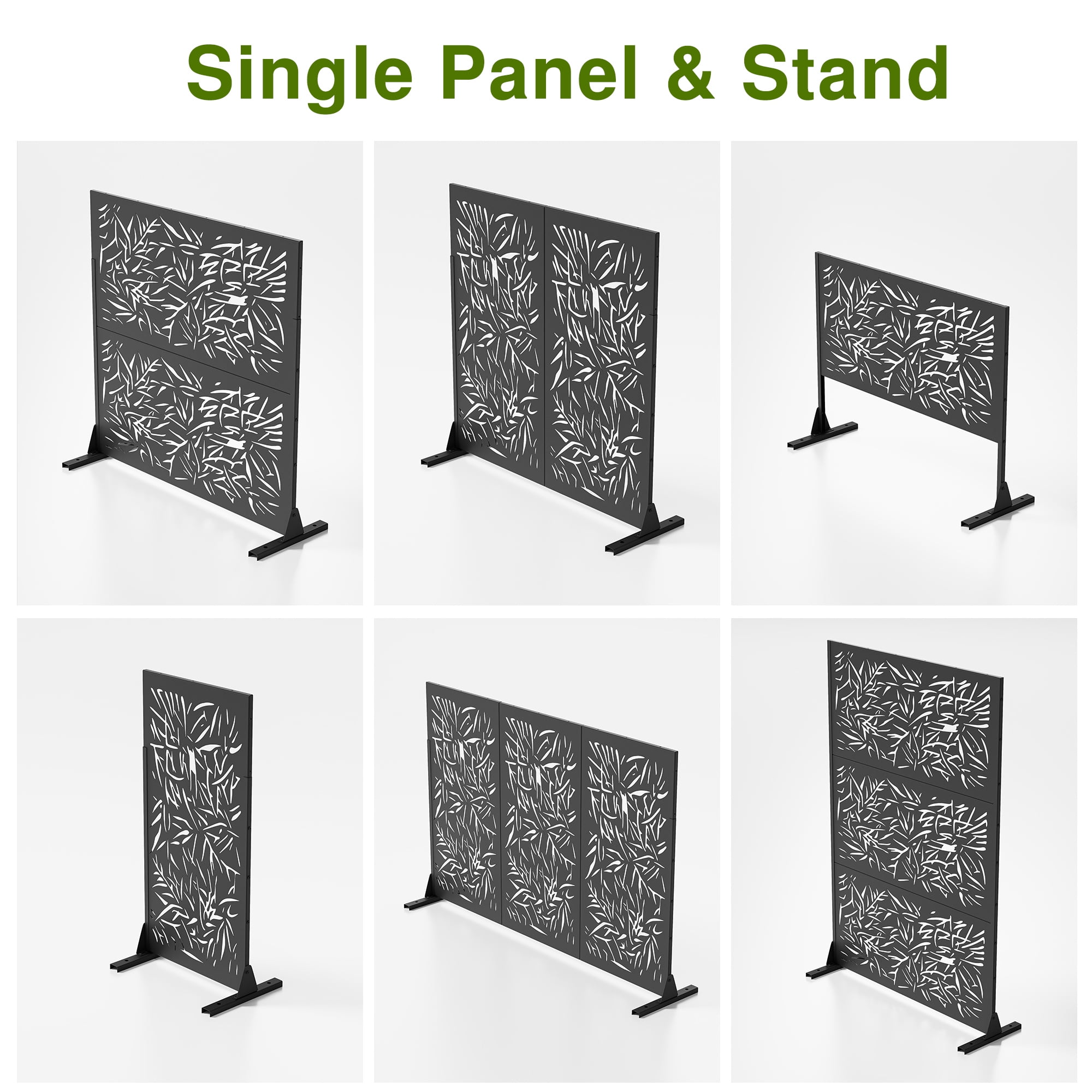 72"x47" Outdoor Privacy Screen with Stand Metal Balcony Decorative Screen,Black