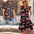 thumbnail image 2 of Garronmavis UK Flag Couples' Outfits Husban and Wife Clothing Men's Button Up Shir Plus Size Summer Beach Blouse Womens Short Sleeve Dress Casual A-Line Party Sundress, 2 of 7