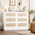 Free Shipping! Homfa 6 Drawers Rattan Dresser for Bedroom, White ...