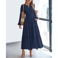 thumbnail image 2 of BTFBM Spring Dresses for Women 2026 Casual Long Sleeve V Neck Elastic Waist Lightweight Maxi Wedding Guest Dress Pockets, 2 of 8