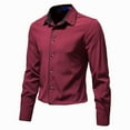 thumbnail image 5 of Fesfesfes Blouse Shirt for Men New Long-sleeved Solid Color Casual Lapel Button Button Light Business Shirt Sale on Clearance, 5 of 6