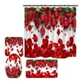 thumbnail image 1 of PRAETER 4-piece Set Holiday Home Happy Shower Bathroom Products Personalized 3D Digital Printing Shower Curtain Carpet Floor Mat Combination Bathroom Toilet Mat Valentine's Day, A5, 1 of 20
