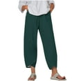 thumbnail image 3 of AGWOLF Plus Size Barrel Pants for Women Loose Fit Elastic Waist Capri Pant Casual Summer Petal Hem Harem Capris Comfy Crop Trousers Blue XXXXL, 3 of 6