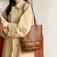 thumbnail image 2 of Genuine Leather Cowhide Tote Bag, Women's Retro Woven Bucket Purse with Pouch, 2 of 9