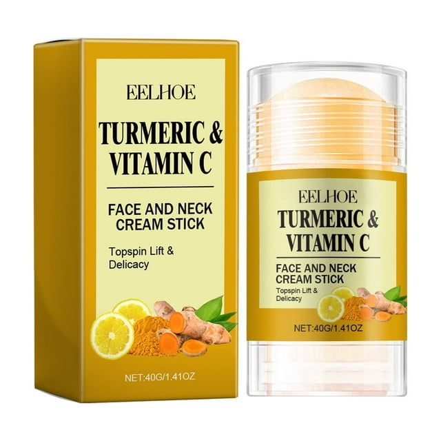 Crema hidratante en barra para rostro y cuello con cúrcuma y vitamina C (40 g), gel hidratante que reafirma y reafirma la piel normal, antiarrugas, blanqueadora y reafirmante.