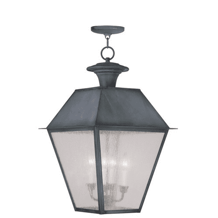 Crystal Glass Charcoal Outdoor Pendants 4 Light With Seeded Glass Charcoal size 15 in 240 Watts - World of Crystal ()