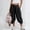 Black women linen capri pants a1, variant on Women Cotton Linen Harem Pants Elastic Waist Flowy Casual Capri Pants with Pockets Loose Regular Fit Cropped Travel Lounge Trousers Summer Beach Wear, Black M