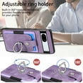 thumbnail image 3 of ELEHOLD Wallet Case for Google Pixel 7A,with Card Holder 360° Rotation Ring Holder Stand Function Shockproof Anti-Scratch Protective Luxury Leather Purse Case,purple, 3 of 8