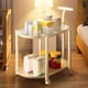 thumbnail image 5 of Mesa auxiliar con ruedas color crema, mesita de noche para dormitorio, mesa de salón, mesa nido portátil para espacios pequeños, estante de almacenamiento de plástico., 5 of 6