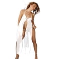 thumbnail image 3 of Long ButterflyTie Front Sheer Lingerie Gown with MatchingThong, adjustable and comfortable babydoll chemise, , White, 3 of 3