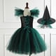 thumbnail image 5 of Disfraz de bruja de Halloween para niños y niñas, tutú de bruja, vestido hasta la rodilla con sombrero, escoba, vestido de carnaval, ropa de malla, 5 of 5
