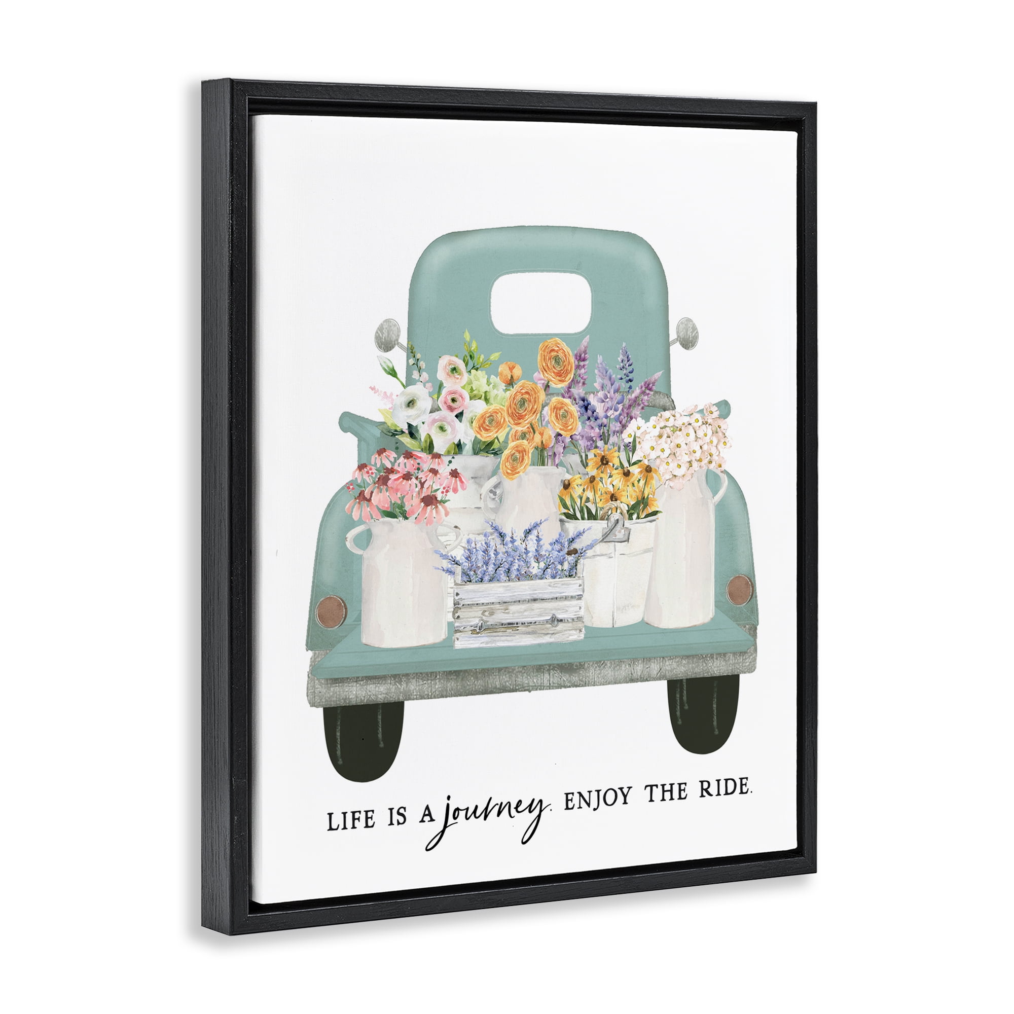 Enjoy The Ride Truck Black Framed Floater Canvas Wall Art, design by Lettered and Lined