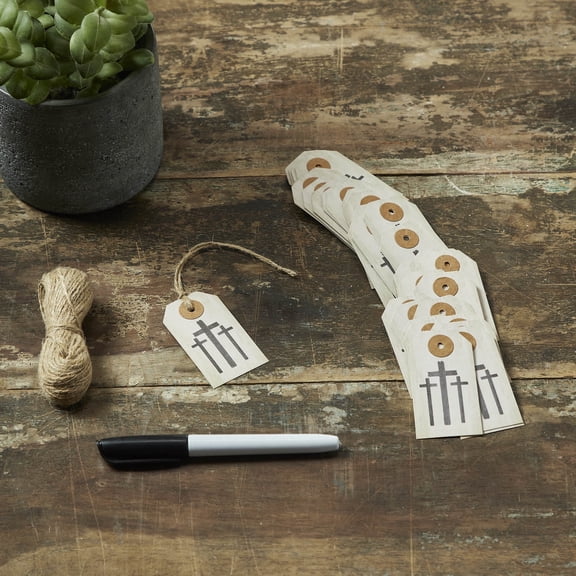 VHC Brands Celebrate Grace Crosses Paper Tag 2.75x1.5 w/Twine Set of 50