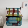 thumbnail image 5 of Manfei Modern Plaid Full Size Comforter Sets,Contemporary Checkered Bedding Comforter Set,Beige Red Blue,Black Reversible,3 Pieces,1 Comforter and 2 Pillowcases,3 Pieces,1 Comforter and 2 Pillowcases, 5 of 7