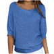 thumbnail image 1 of Suéteres Umfun para mujer, sueltos, informales, de punto, lisos, estampados, cuello redondo, manga 3/4, suaves al tacto, ligeros, azul, talla 3XL, 1 of 5