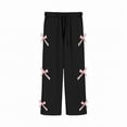 thumbnail image 4 of EnJoCho Girls Bow Pants Wide Leg Baggy Sweatpants Elastic Waist Cute Tween 𝖸2k Outfits Pockets Casual Fashion Trousers Loung𝖾 Comfortable Joggers Pants Kids Children 4-15T, 4 of 5