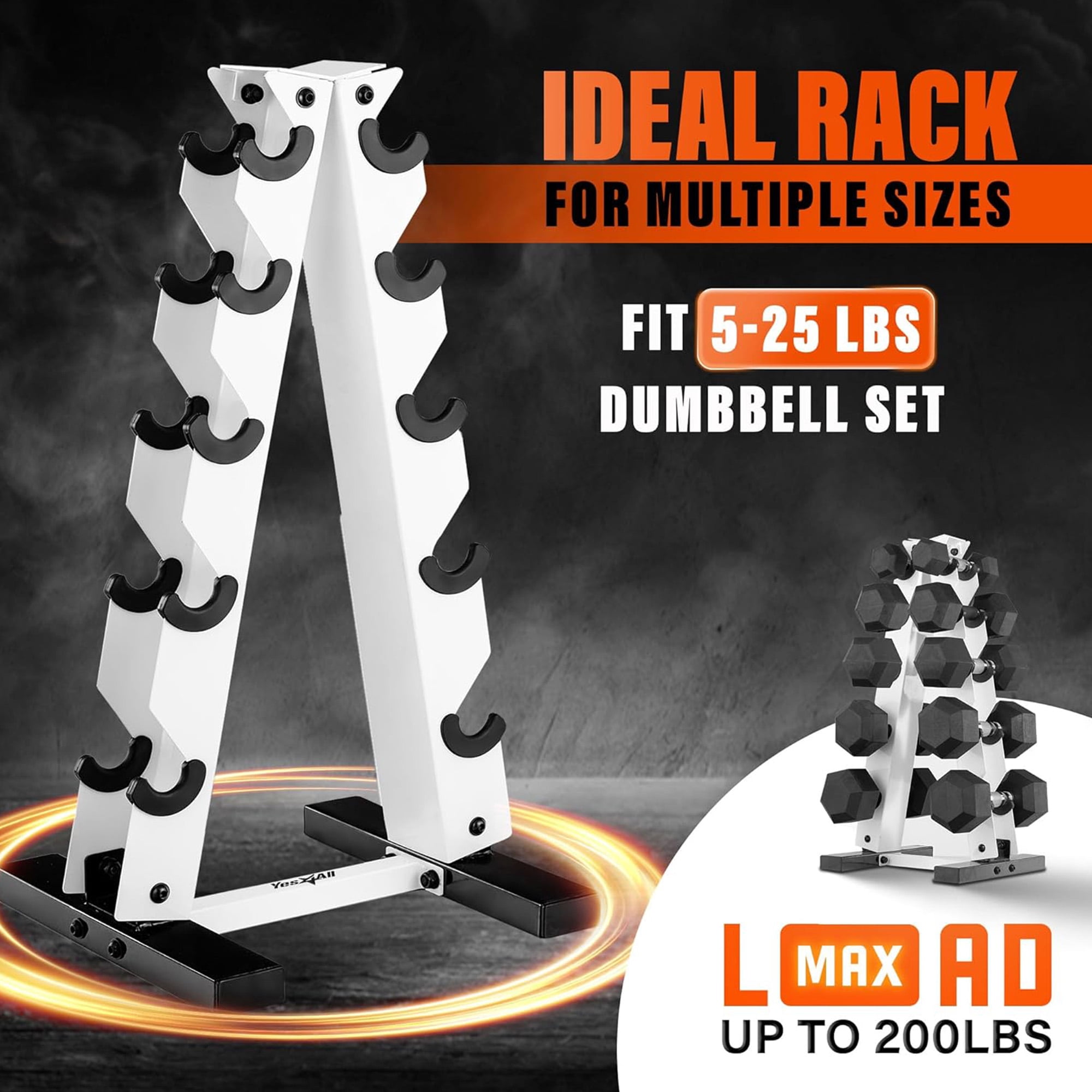 Metal A Frame Dumbbell Weight Rack 5 Tiers White