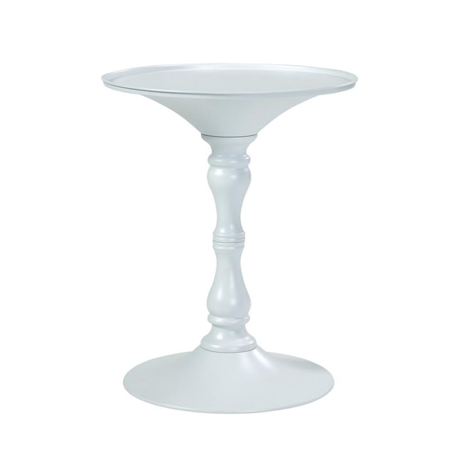 Mesa auxiliar Benzara Wowi de 23 pulgadas con base de acero blanco