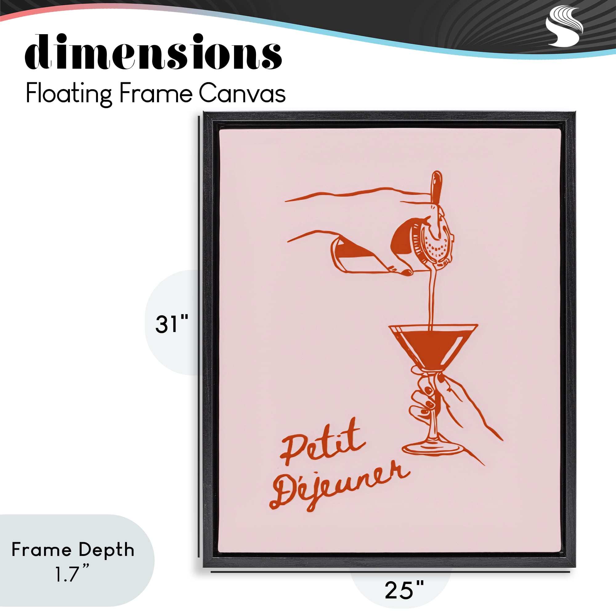 Stupell Industries Pouring Brunch Cocktail Black Framed Floater Canvas Wall Art, design by The Prints Vibe