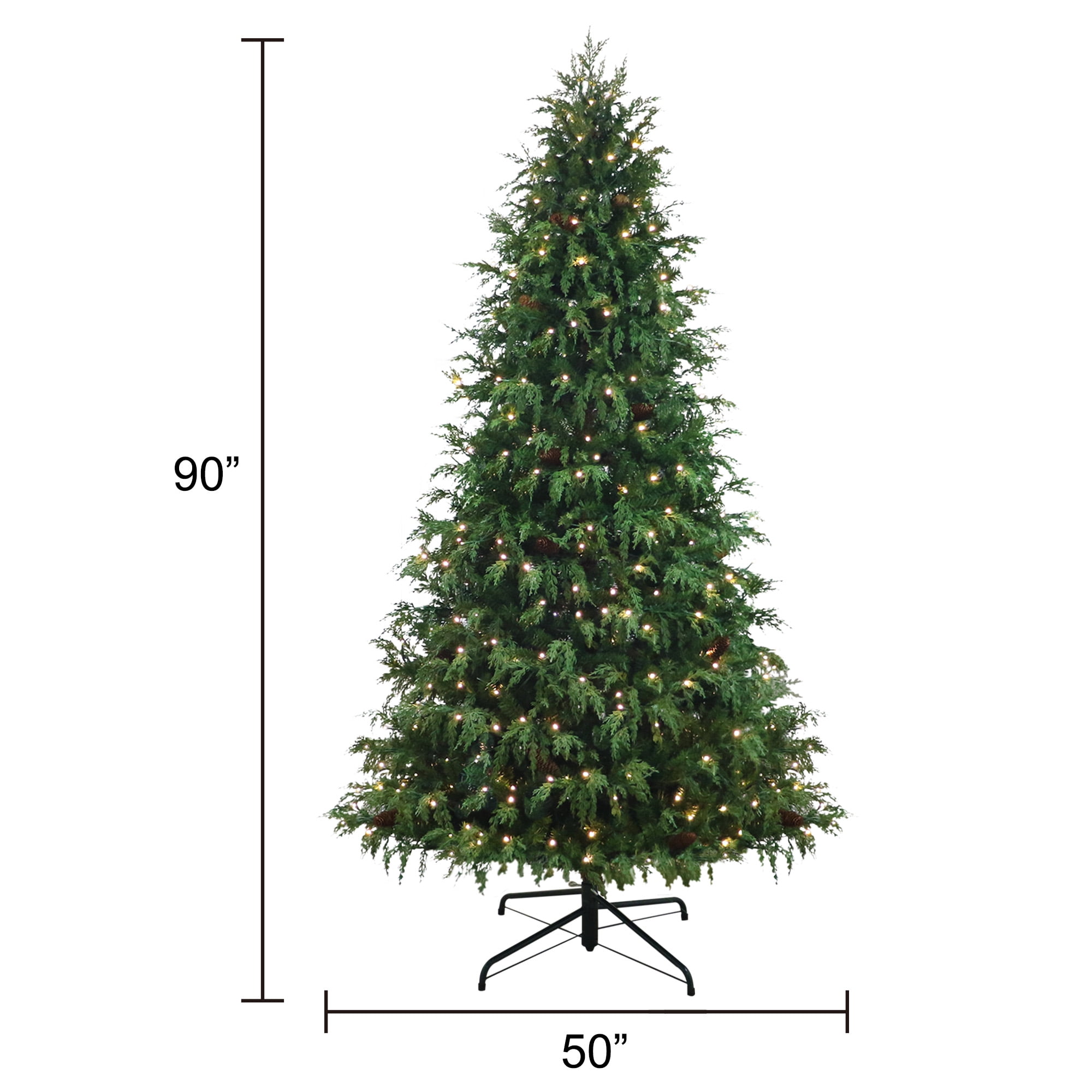 ✳︎new arrival✳︎christmastreeクリスマスツリー⑦ Holiday Time 7.5' Pre-lit Cedar Tree, Green, 7.5FT CEDAR TREE LED