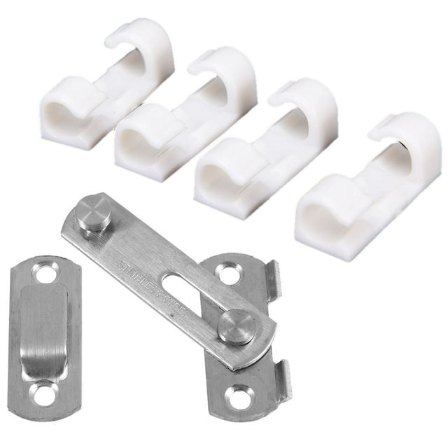 1Set Hasp Latch METAL Hasp Latch Lock Sliding Door Lock for Window Cabinet Fitting & 20Pcs Wire Fixing Clamp Clip White