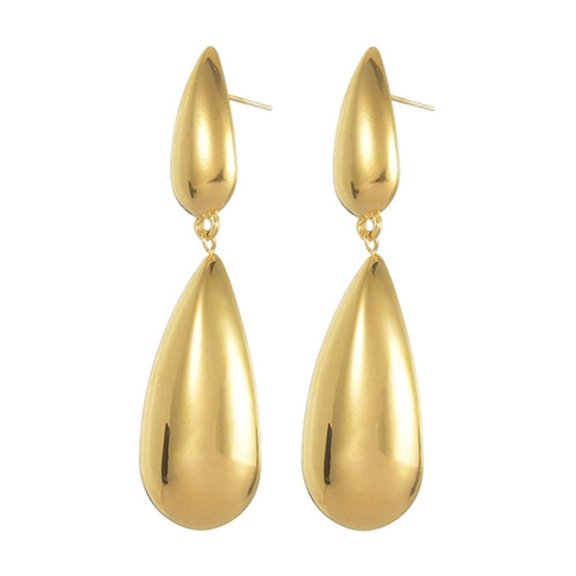 Gold Fashion Waterdrop Dangle Drop Statement Earrings for Women Stainless Steel Teardrop Dangling Long Earrings