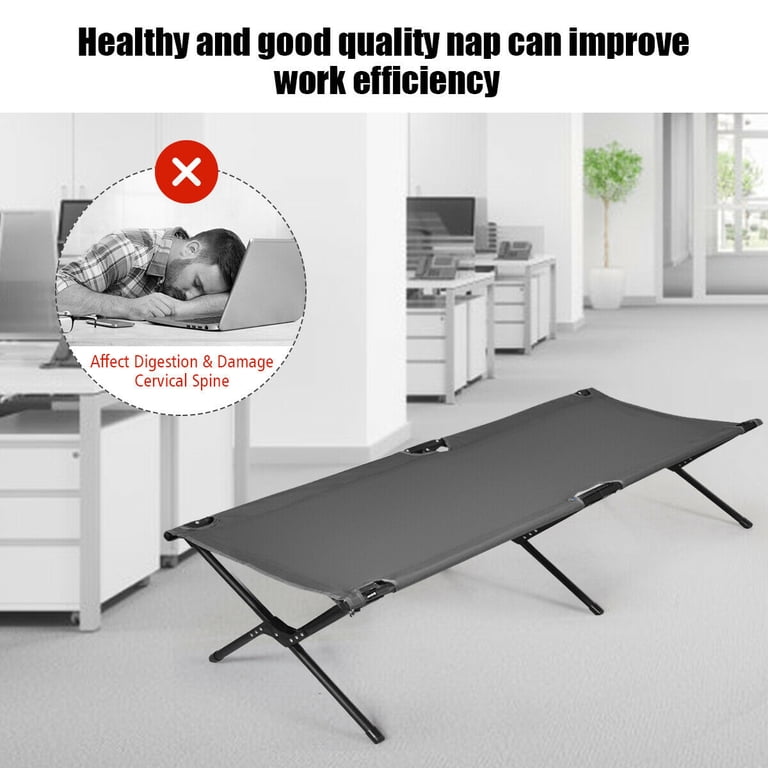 Gymax, Camping Cot, Heavy-Duty Folding Bed, Gray, 600D Oxford