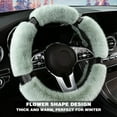 thumbnail image 2 of Fluffy Steering Wheel Cover for Women with Bling Crystal Diamond, Warm & Anti-Slip Plush Fur, Universal Fit for 14.5-15 Inch Steering Wheels, 2 of 10
