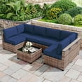 thumbnail image 6 of Kimunuk 14 Piece Outdoor Furniture Replacement Cushions, 5" Foam Foam High-Density, Fits 6-Seat Sectional Rattan Conversation Set, Patio Water-Resistant Sofa Cushions, Blue, 6 of 6