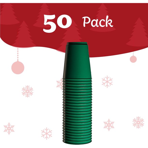 PLASTICPRO 10 Oz Disposable Cups Plastic Tumblers Party Cups Green, 50-Pack  - Walmart Business Supplies
