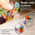 thumbnail image 4 of Colorful Murano Style Millefiori Glass Hoop Earrings for Women Daisy Flower Stainless Steel Jewelry Women Ct. 30 (Red/Green/Blue) Birthday Christmas Gifts, 4 of 11
