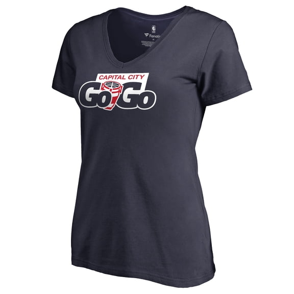 Women's Navy Capital City Go-Go Primary Logo V-Neck T-Shirt