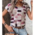 thumbnail image 4 of Camiseta informal transpirable de cuello redondo y manga corta para mujer - Camiseta de verano con estampado geométrico elegante color champán M, 4 of 7
